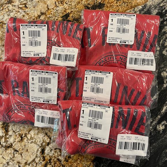 NWT J. Crew Men's Rusted Red W/Navy Mount Rainier Graphic Tee - Picture 9 of 10